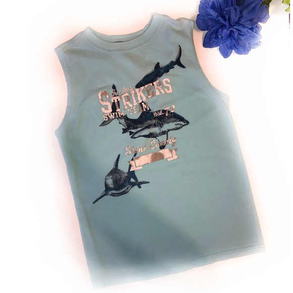 FADED GLORY SIZE 8 STRIKERS SHARK BLUE MUSCLE SHIR - Picture 1 of 4